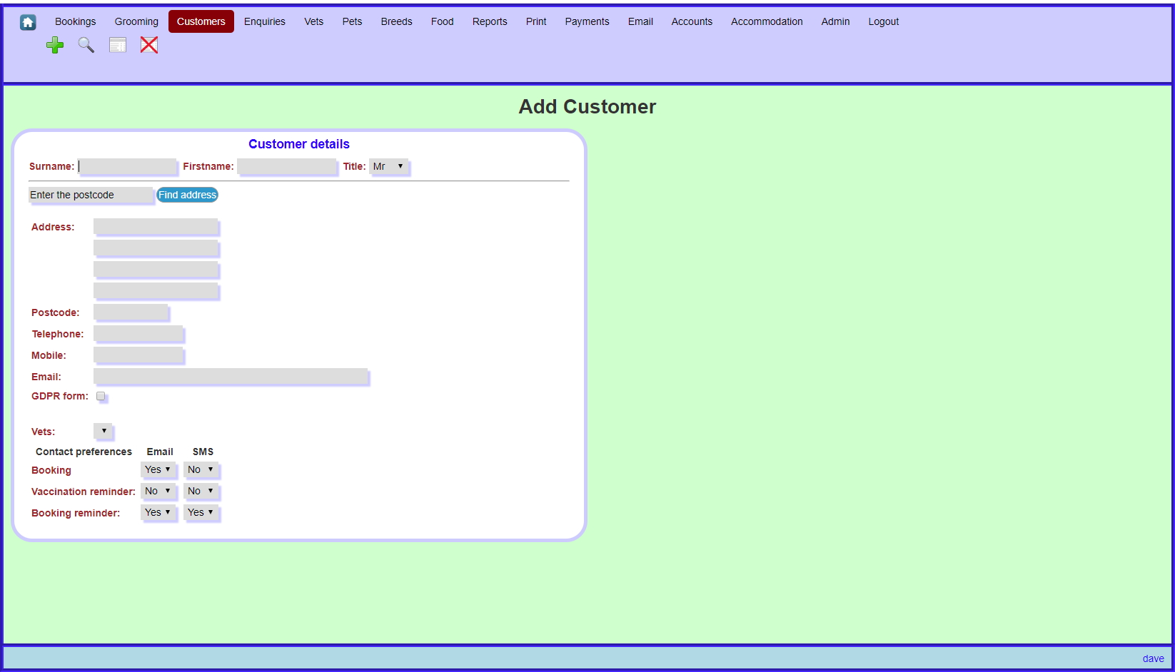 Add Customer – The While Family